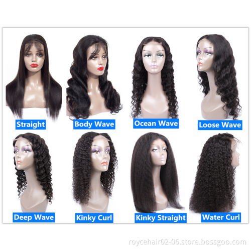 Wholesale Brazilian Virgin Remy Hair Water Wave Wig, 150% Density Raw Unprocessed 4x4 Transparent Lace Front Wig